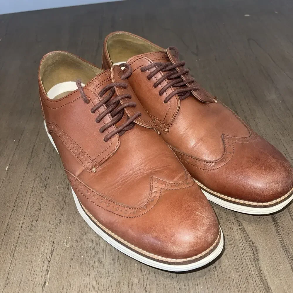 Cole Haan Mens Size 12M OriginalGrand Wingtip Oxfords Brown Leather C26471